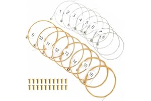INKNOTE Lyre Harp A Sets of 16 Replacement Metal Strings with 50 Pcs Gold Brass Hollow Rivets