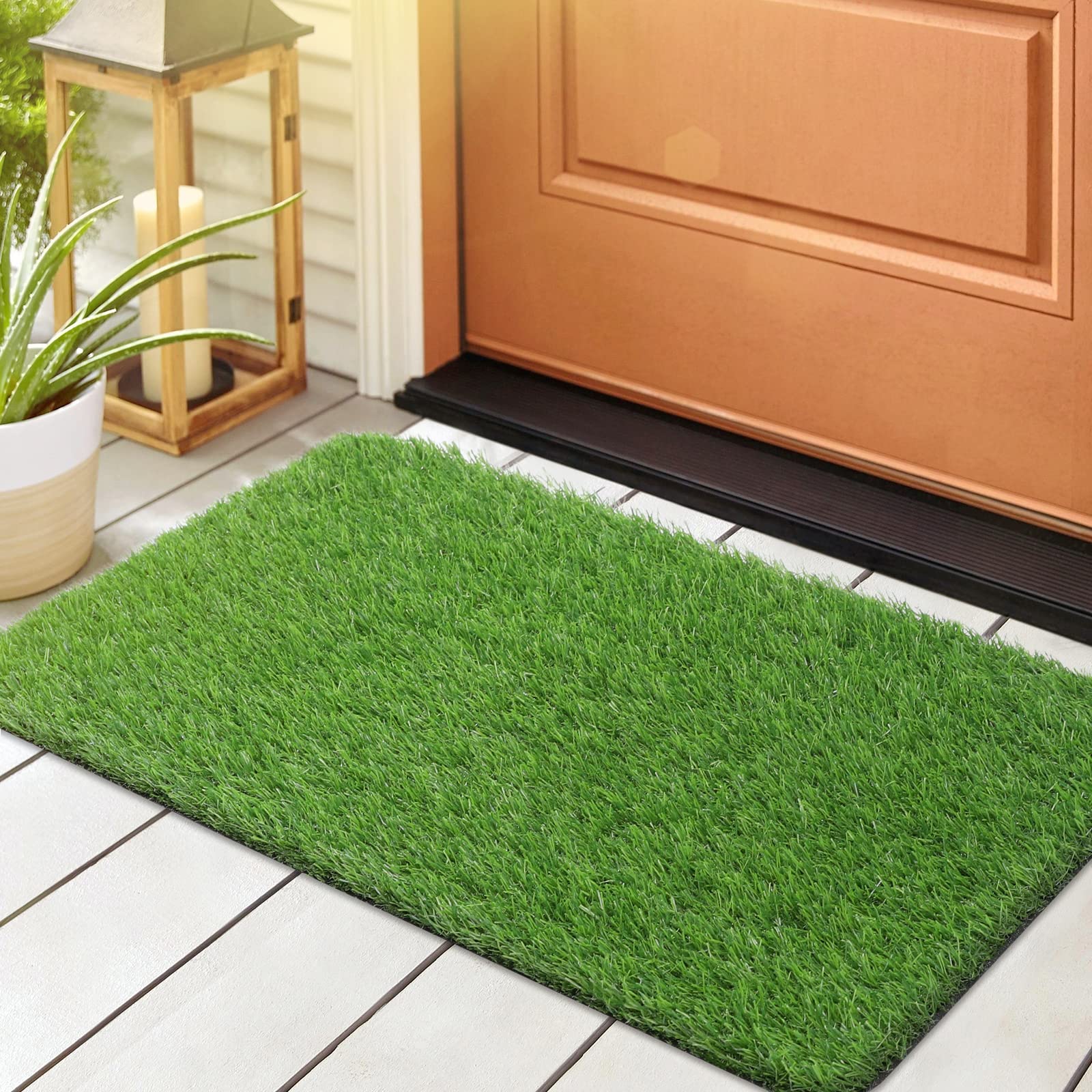 LINLA Artificial Grass Door Mat, 32x20 inches