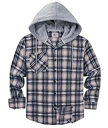 ZITY Men's Flannel Hoodie Shirts Casual Button Down