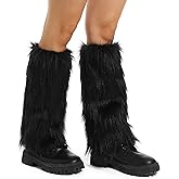 Aiphamy Women's Fluffy Faux Fur Leg Warmers Fuzzy Winter Leg Coverings Boot Accessories for Christmas Halloween Costume