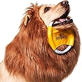 Lion Mane for Dog with Frisbee - Premium Quality, Realistic, Hilarious & Eye Catching Dog Lion Mane - Dog Costume with Ears - Comfortable Lion Wig for Medium and Large Dogs - Perfect Dog Gift