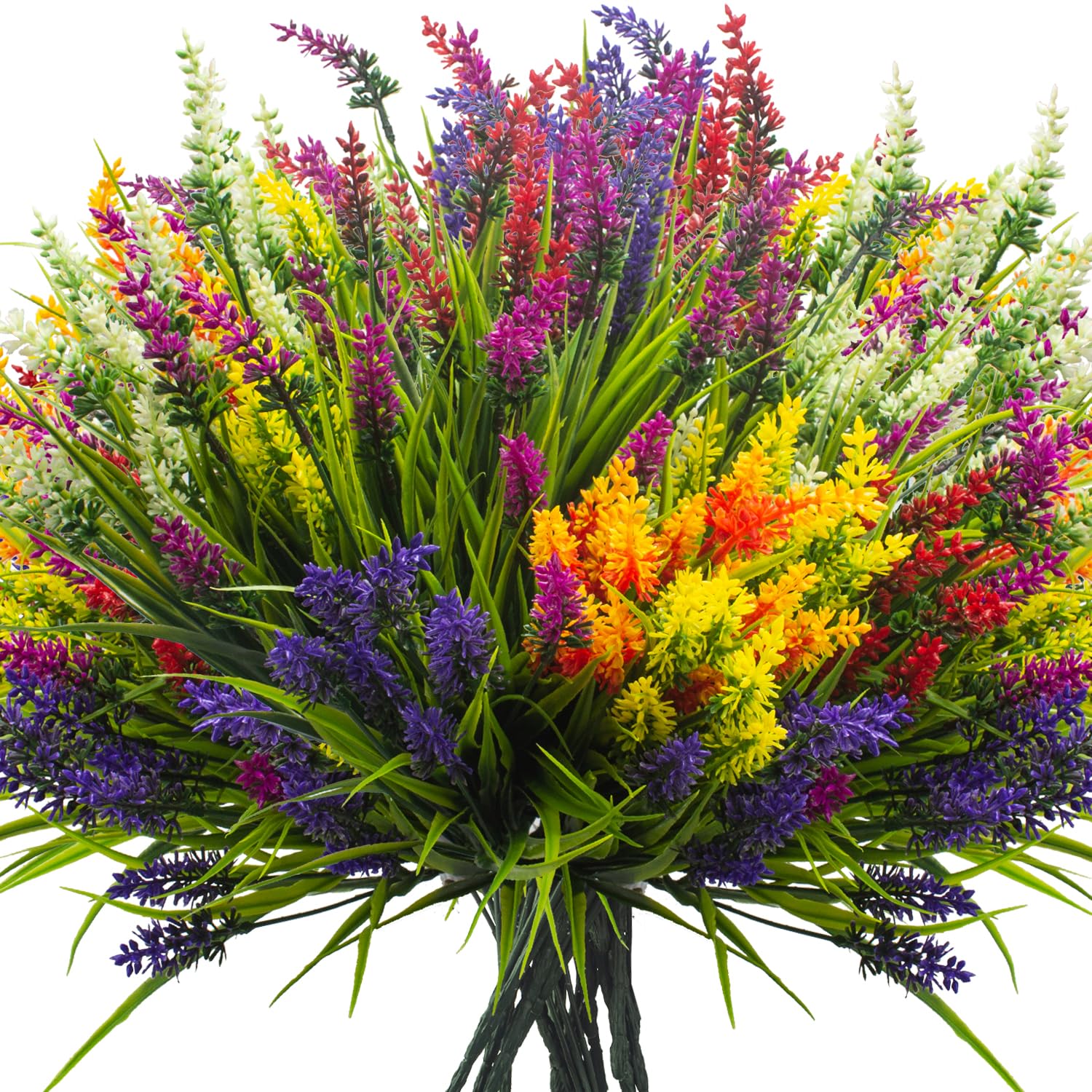 Grunyia Artificial Lavender Plants with Mixed Color Flowers, 20 Bundles, Outdoor Decorative Grass Image