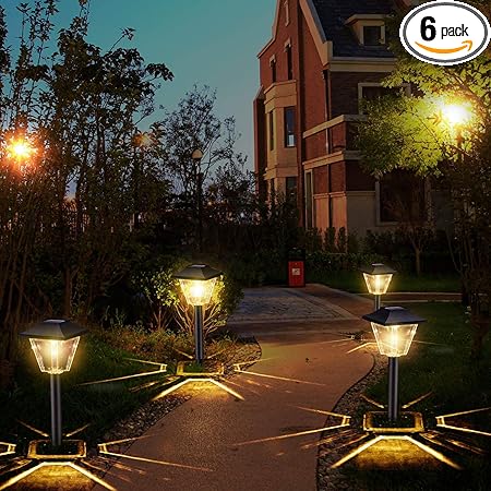 Amazon Com Solar Powered Garden Lights 6 Pack Square Waterproof