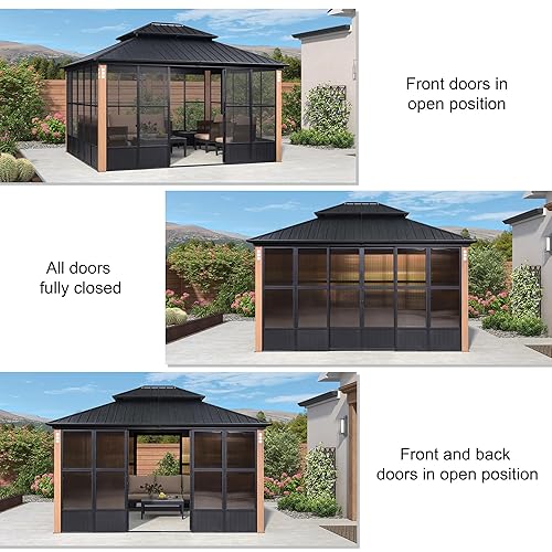 PURPLE LEAF 12' X 14' Patio Hardtop Gazebo Double Top Outdoor