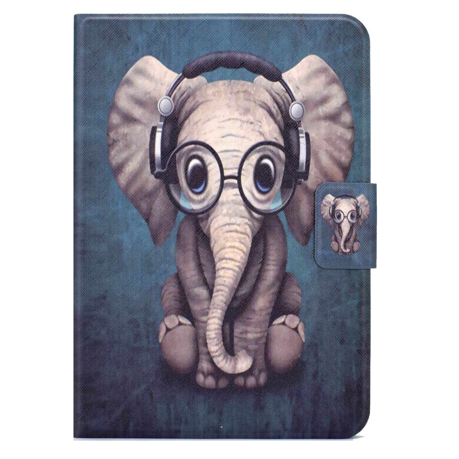 Bspring Case Compatible with iPad Mini 6th Generation (2021 Model, 8.7-inch) Folio Smart Stand Cover with Card Slot & Auto Sleep/Wake,Elephant