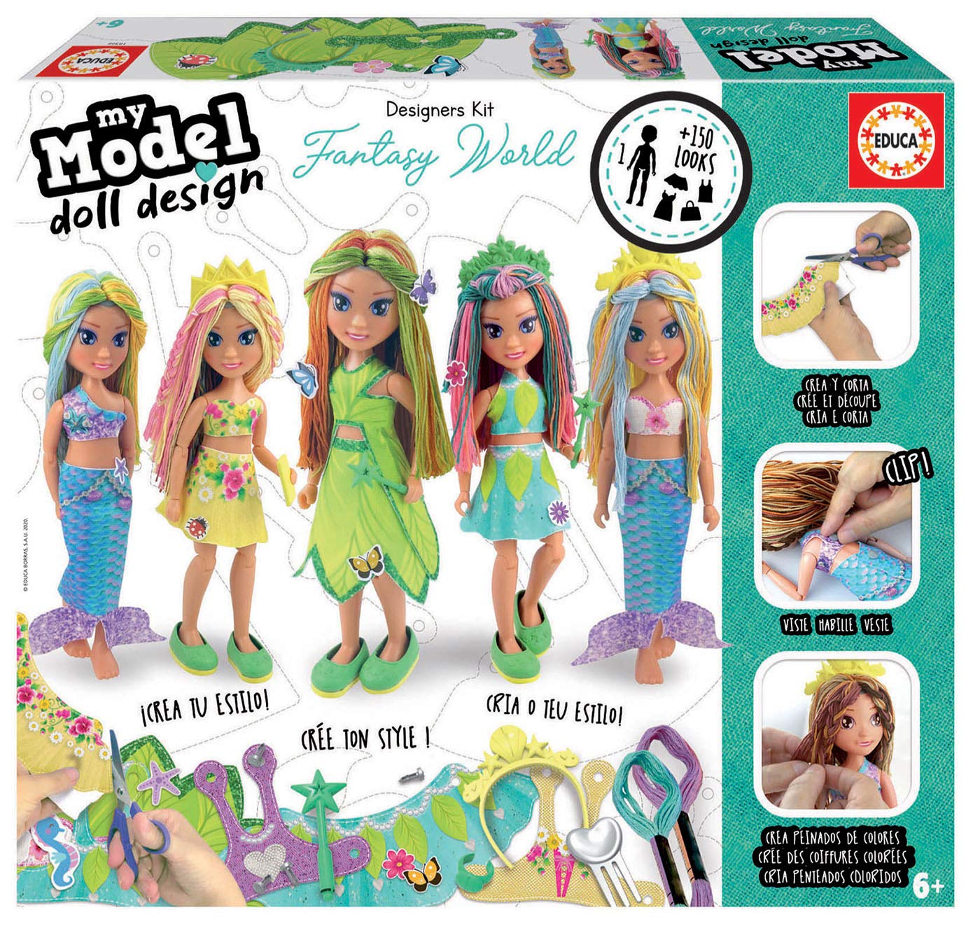 Educa - My Model Doll Design Fantasy World | Create and Design Your Doll, Includes More Than 150 Looks, Ages 6+, 29.5 x 33.5 x 7 cm (18366)