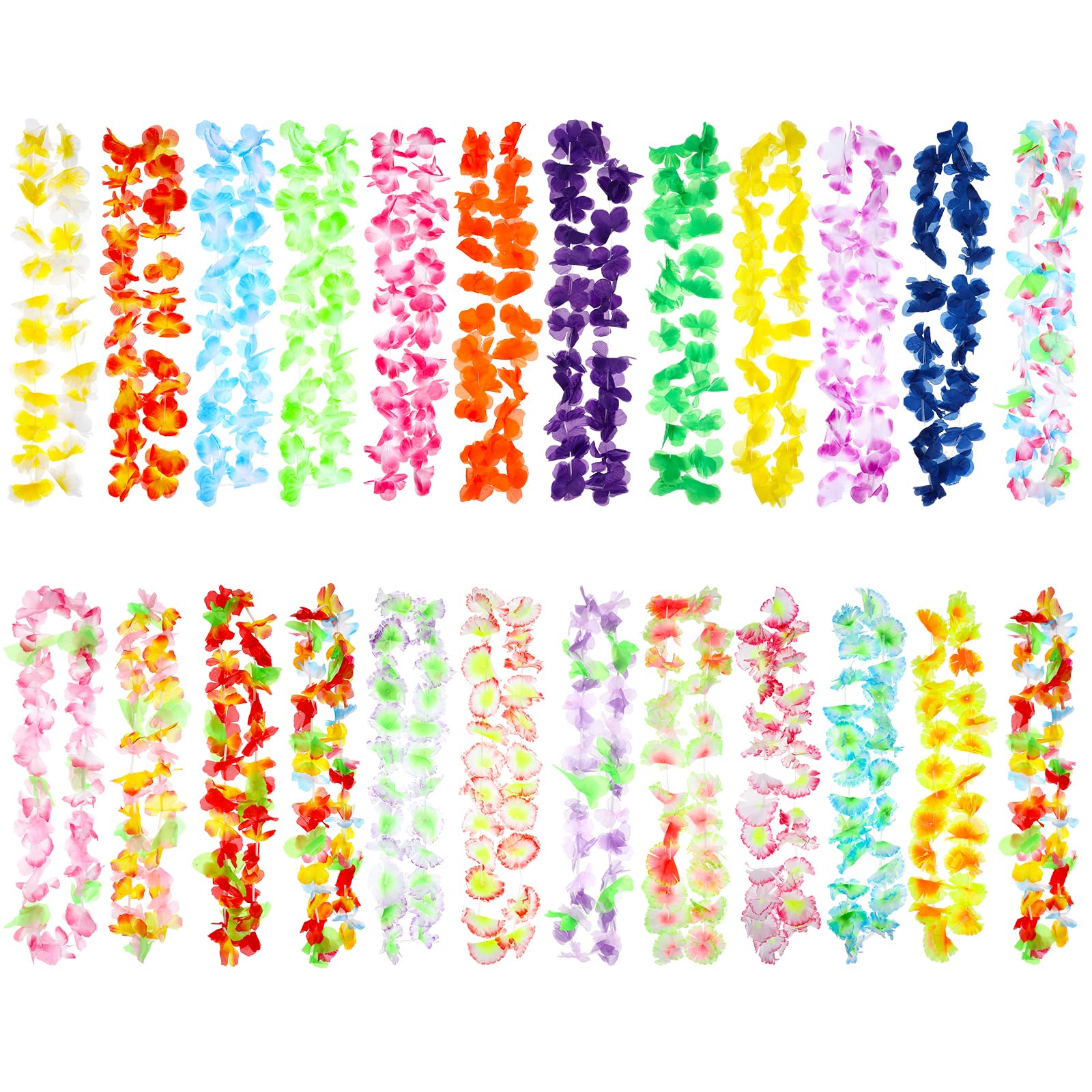 Toyvian 50PCS Hawaiian Leis Necklace for Tropical Luau Party, ColorfulVibrant Lei Garland for Hawaii Luaus(Assorted Color)