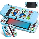 Xcitifun Designed for Nintendo Switch Case TPU Switch Cases for Girls Boys Kids Cute Kawaii Character Cartoon Protective Shell Compatible with Nintendo Switch Cover - Blue Mushroom