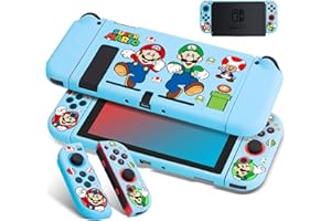 Xcitifun Designed for Nintendo Switch Case TPU Switch Cases for Girls Boys Kids Cute Kawaii Character Cartoon Protective Shell Compatible with Nintendo Switch Cover - Blue Mushroom