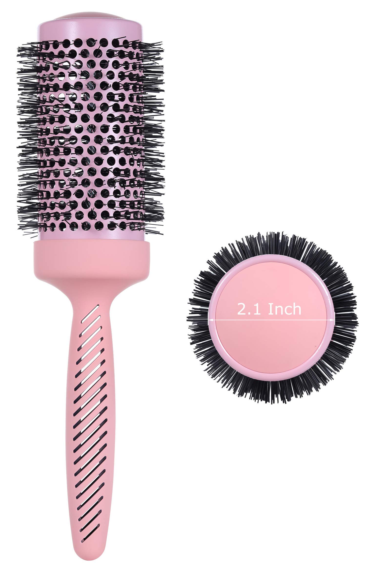 PERFEHAIR Large Ceramic Round Brush for Blow Drying, 2.9 Inch Professional Roll Thermal Barrel Hairbrush for Women Styling, Blowout,Curling, Blowdry Medium to Long Wavy or Curly Hair -Pink