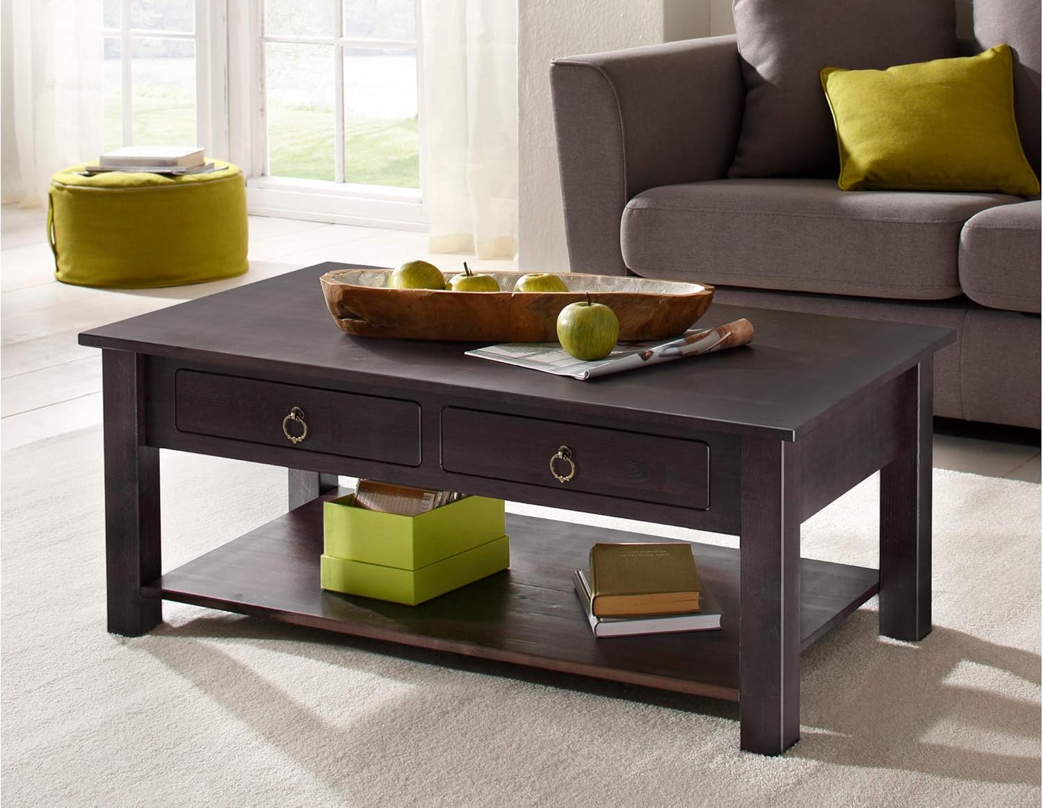 Loft24 Ilona Couchtisch Dunkelbraun Kolonialstil Wohnzimmertisch Mit Schubladen Beistelltisch Kaffeetisch Sofatisch Kiefer Massiv 110x60 Cm Amazon De Kuche Haushalt