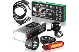 NAGEVSEM Bike Lights Set LED Super Bright Rechargeable USB-C Headlight Front and Back Light Kit for Night Riding in Mountain 6+4 Light Modes Waterproof Gift for Men Women Boys Kids Black