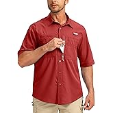 Men's Fishing Shirts with Zipper Pockets UPF 50+ Lightweight Cool Short Sleeve Button Down Shirts for Men Casual Hiking