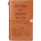 Cylitmer Grandma Gifts, Cute Things My Grandkids Say &amp; Do Journal Notebook | Christmas, Birthday Gifts for Grandma, New Grandparent, Nana or Mimi, Leather Memory Journal Notebook