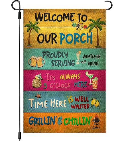Gartenflagge „Welcome To Our Patio“ – Dekorative Willkommens-Flagge Für Terrasse & Vorgarten
