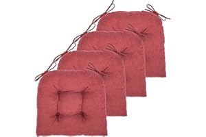 JAMPAYANG Chair Cushion, 4 Pack Chair Cushions for Dining Chairs, Chair Pads and Mat with Ties for Indoor Kitchen Seat and Desk (4 Count - 17 x 16 in, Bordeaux Red)