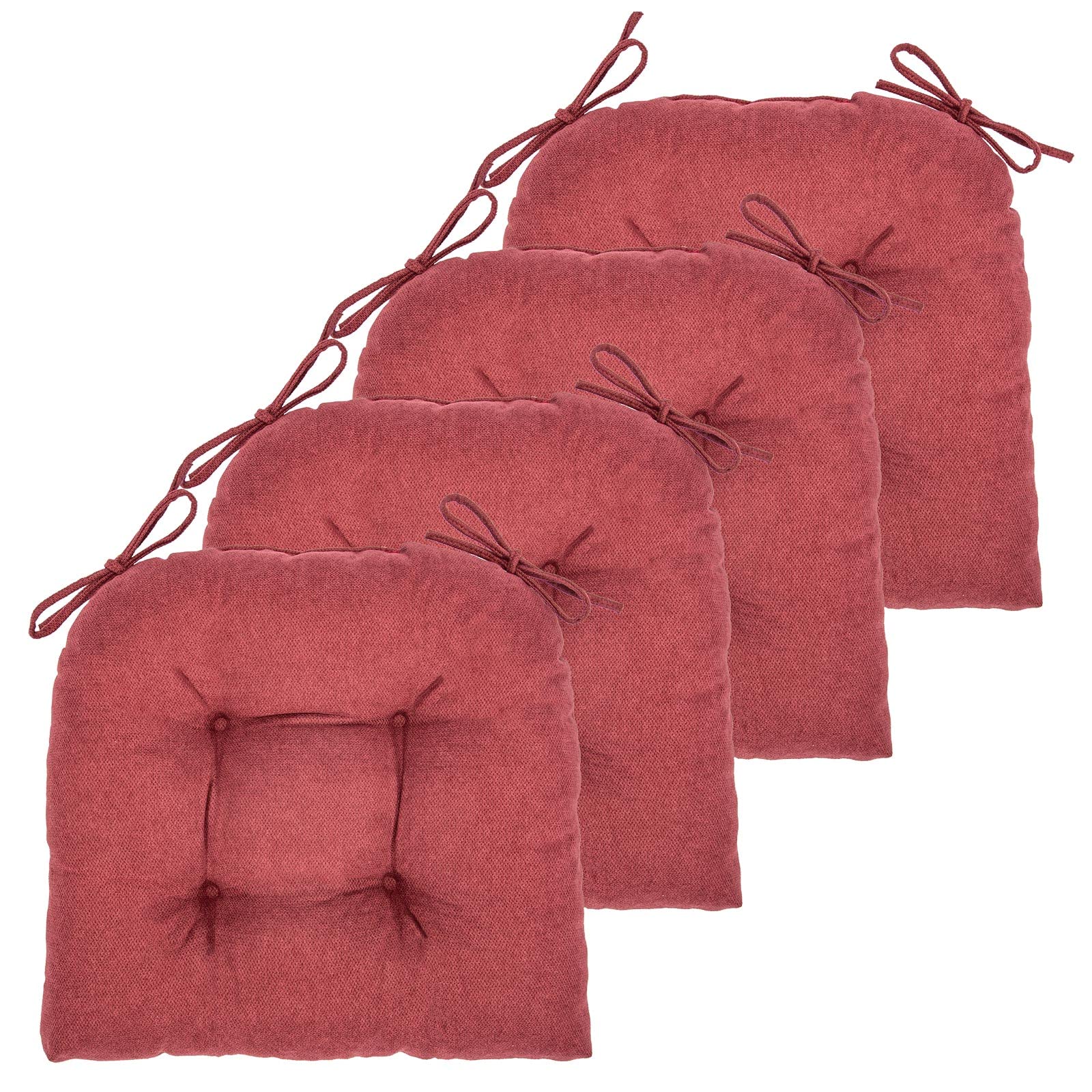 Photo 1 of JAMPAYANG Chair Cushion, 4 Pack Chair Cushions for Dining Chairs, Chair Pads and Mat with Ties for Indoor Kitchen Seat and Desk (4 Count - 17 x 16 in, Bordeaux Red)