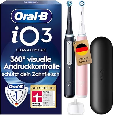 iO Series 3 Elektrische Zahnbürste, Doppelpack, Schwarz/Rosa
