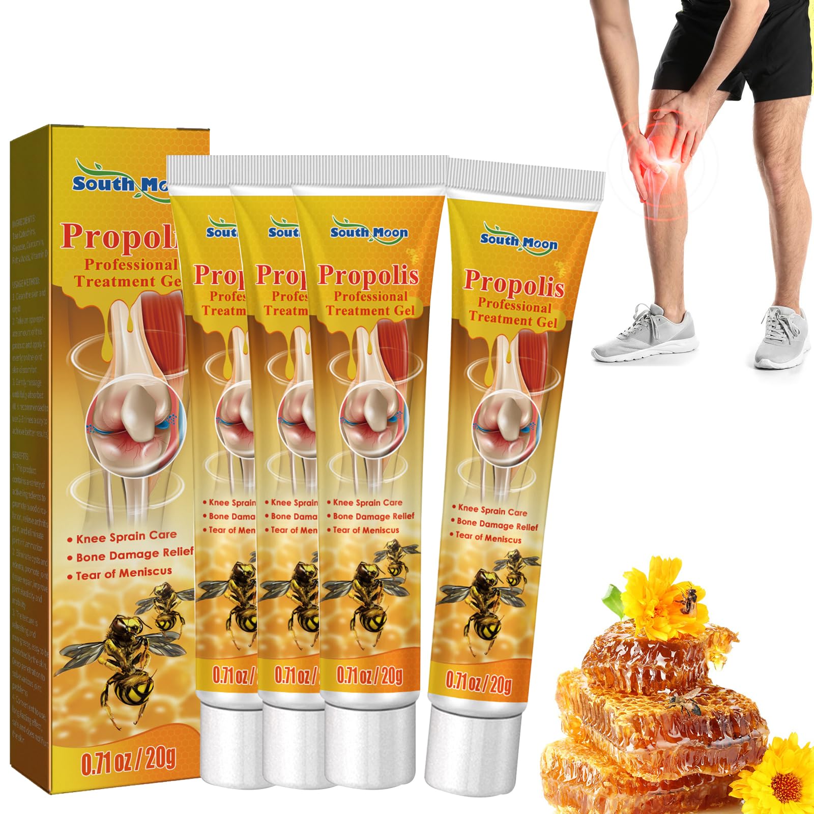 INBOLM New Zealand Bee Joint Relief Gel, 4 PcsBee Venom Professional Gel Bee Joint Soothing Gel Cream New Zealand for arthritis Neck Waist Back Hand Feet and Leg