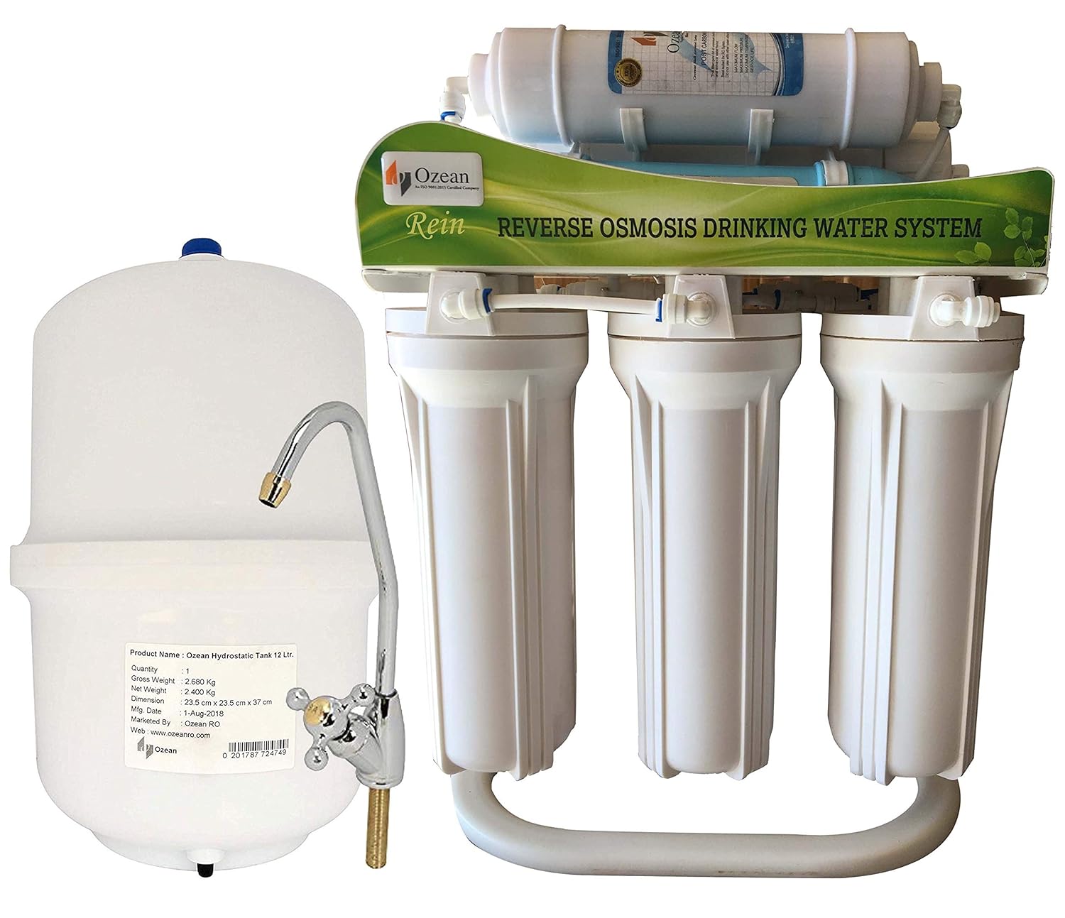 Ozean 12 LTR Under Sink RO with Alkaline Electric Water Purifier with 12 Liter Storage Tank and