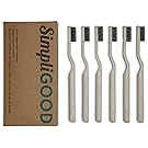 SimpliGOOD Biodegradable Toothbrushes - Soft Charcoal Activated Bristles/Biodegradable Toothbrush Handles/Eco-Friendly Packaging (6 Count)