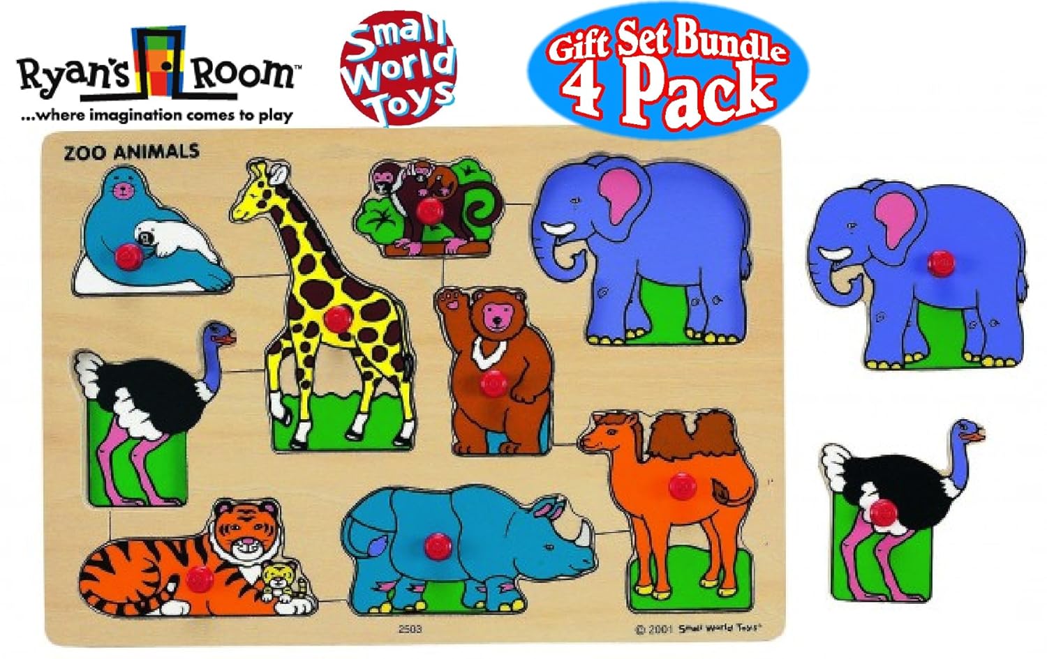 Small World Toys Ryan's Room Classic Wooden Peg Puzzles Playboard