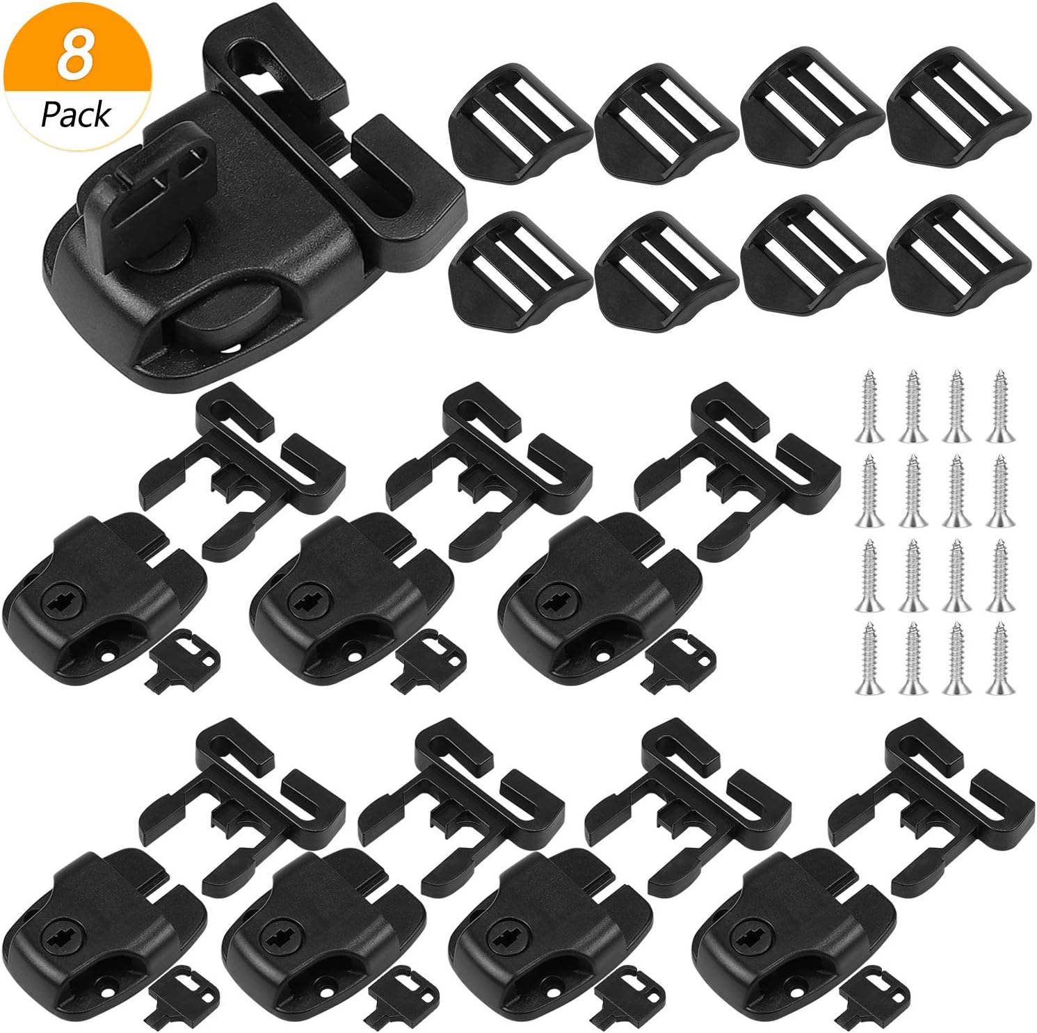 Hysagtek 8 Set Spa Hot Tub Cover Clips Replace Latches Clip Lock with Keys and Hardwares, Black