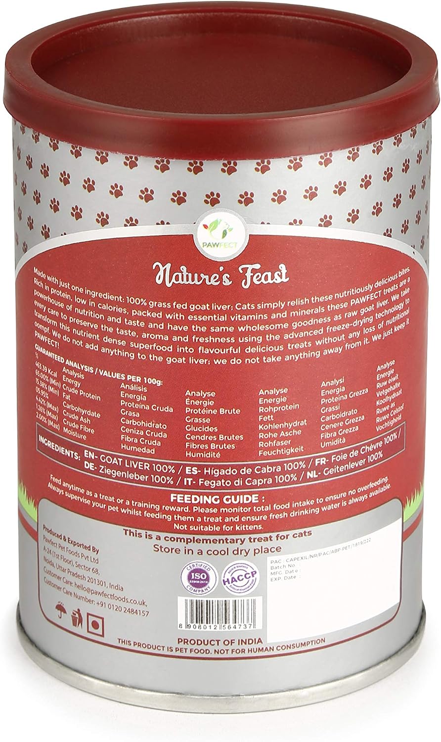 Pawfect Nature's Feast Freeze Dried Cat Treats, Goat Liver, 100% Natural- Hypoallergenic, Easily Digestible - Image 3