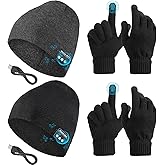Honoson 4 Set Bluetooth Beanie Hat for Men Wireless Music Beanie with Gloves Winter Gift for Men Women Sports Winter Gift
