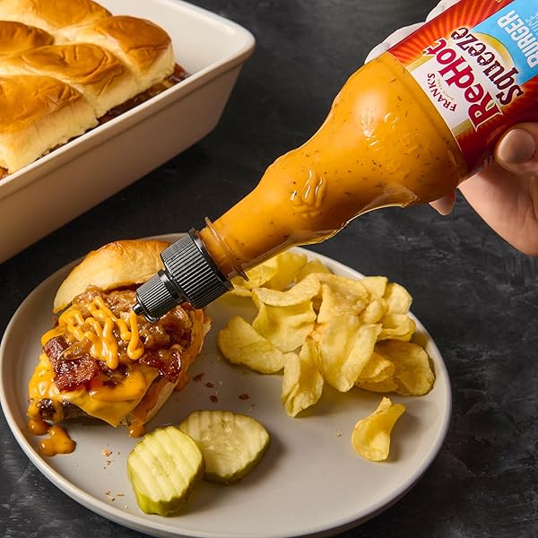 FRANK’S REDHOT BURGER SAUCE, SQUEEZE BOTTLE, CREAMY, TANGY BLEND OF DILL PICKLE JUICE, MAYO, AND FRANK’S REDHOT HEAT FOR BURGERS & MORE, 12 FL OZ