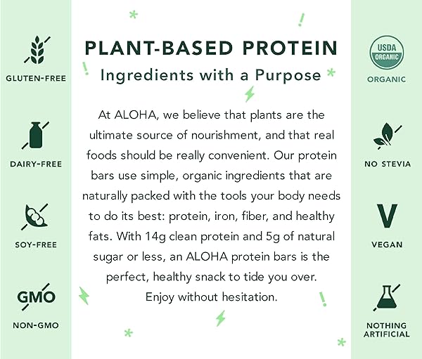 ALOHA ORGANIC PLANT-BASED PROTEIN BAR, CHOCOLATE CHIP COOKIE DOUGH, 1.98 OZ