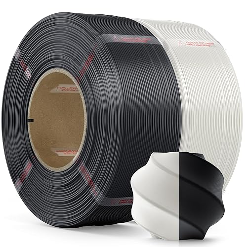 MarsWork PLA Filament 1.75mm PLA 3D Printer Filament(Refill),2kg Refill for Reusable Spools(4.4lbs),Premium Quality 3D Printing Filament for Bambu lab 3D Printers,Black+White
