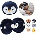ecoZen Lifestyle Travel Pillow Set with Eye Mask - Comfort for Traveling Kids - Soft and Supportive Neck Pillow, Perfect for Plane, Car, or Train Journeys - Penguin Design
