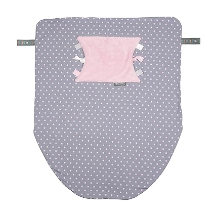 Cheeky Chompers Cheeky Decke – Soft Fleece Decke mit Hand und Fuß Beutel und Sensory Tags in Polka Dot Pink Design
