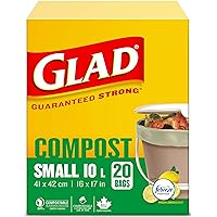 Glad Certified Compostable Bags - Small 10 Litres - Lemon scent, 20 Compost Bags