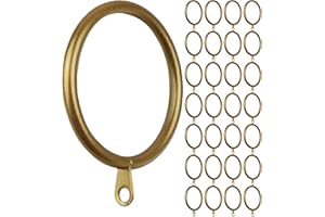 Meriville 28 pcs Gold 2-Inch Inner Diameter Metal Curtain Rings with Eyelets
