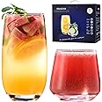 ISMASOAN Drinking Glasses Set of 12-6 Tall Glass Cups 17 oz and 6 Short Stemless Wine Glasses 10 oz,Glass Sets for Drinking,Glassware Sets,Drinkware Glasses Set,Mojito Glass, Gift Box Set