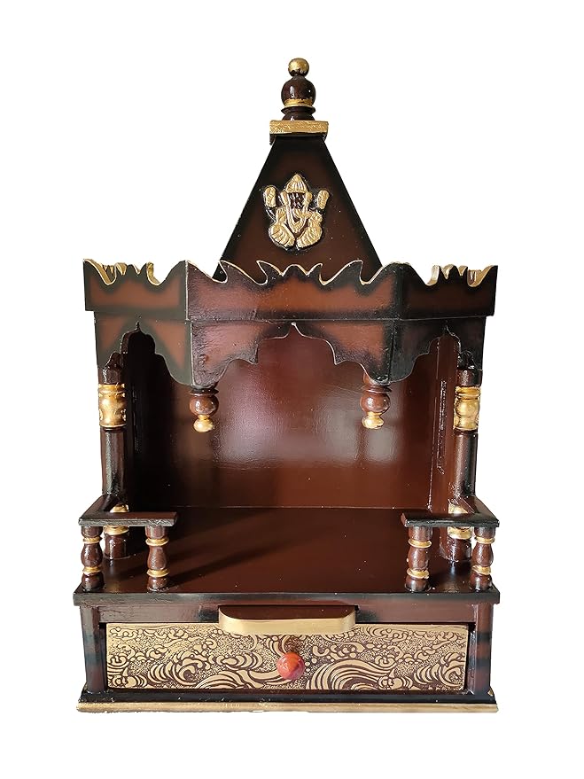 Furniture Wala Wood Wall Hanging Home Temple (Brown_46 x 25x 74 cm