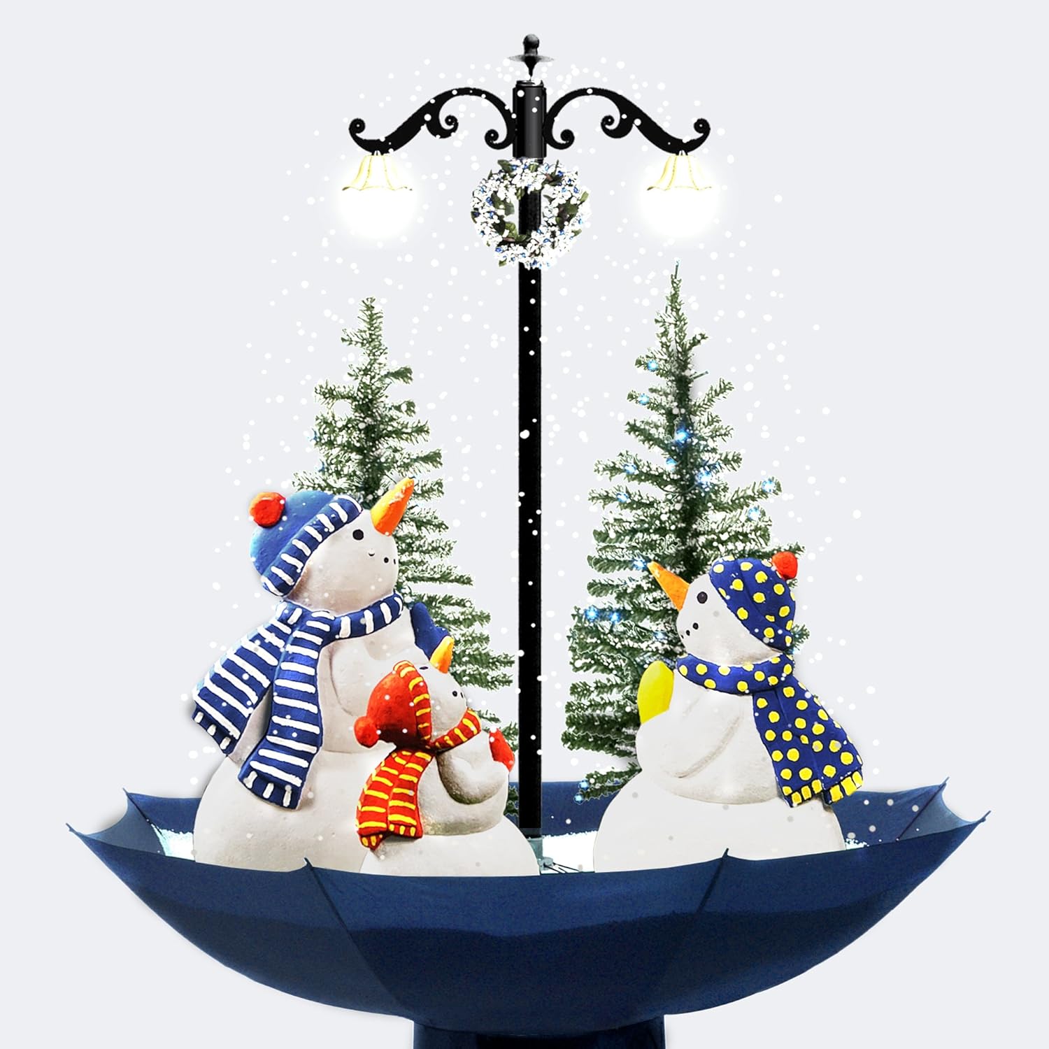 indoor snowing snowman christmas tree