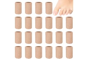 Blulu 24 Pieces Toe Tubes 0.98 Inches Cushion Tube Corn Pads for Toes Sleeves Soft Gel Protectors for Cushions Corns Blisters Calluses 3 Size(Skin Color,Small Size)
