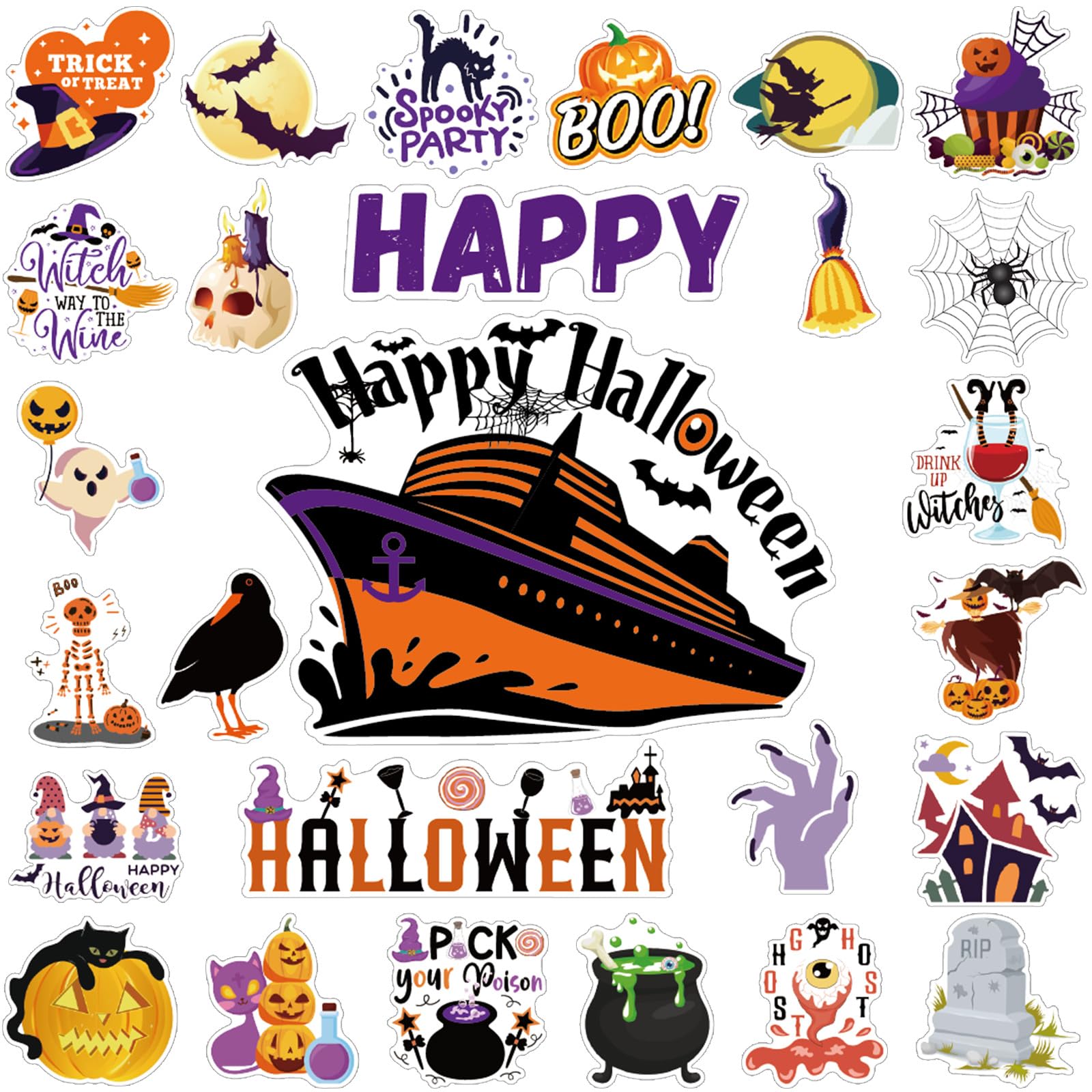 Photo 1 of 27 Pcs Halloween Cruise Door Magnets Decorations Funny Cruise Ship Door Magnets Magnetic Reusable Magnet for Graduation Cabin Ship Carnival Refrigerator Office Car Accessories