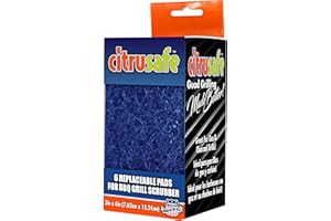 CitruSafe 6 Count Replaceable BBQ Grill Scrubber Pads - Removes Grease and Burnt Food Safely from Gas and Charcoal Grill Grates