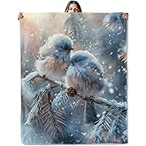 Winter Bird Throw Blanket for Girls Boys Kids Adults, 50x60 in, Cozy Flannel Blanket for Bedroom, Camping, Couch, Room Decor, Fuzzy Warm Soft Gifts