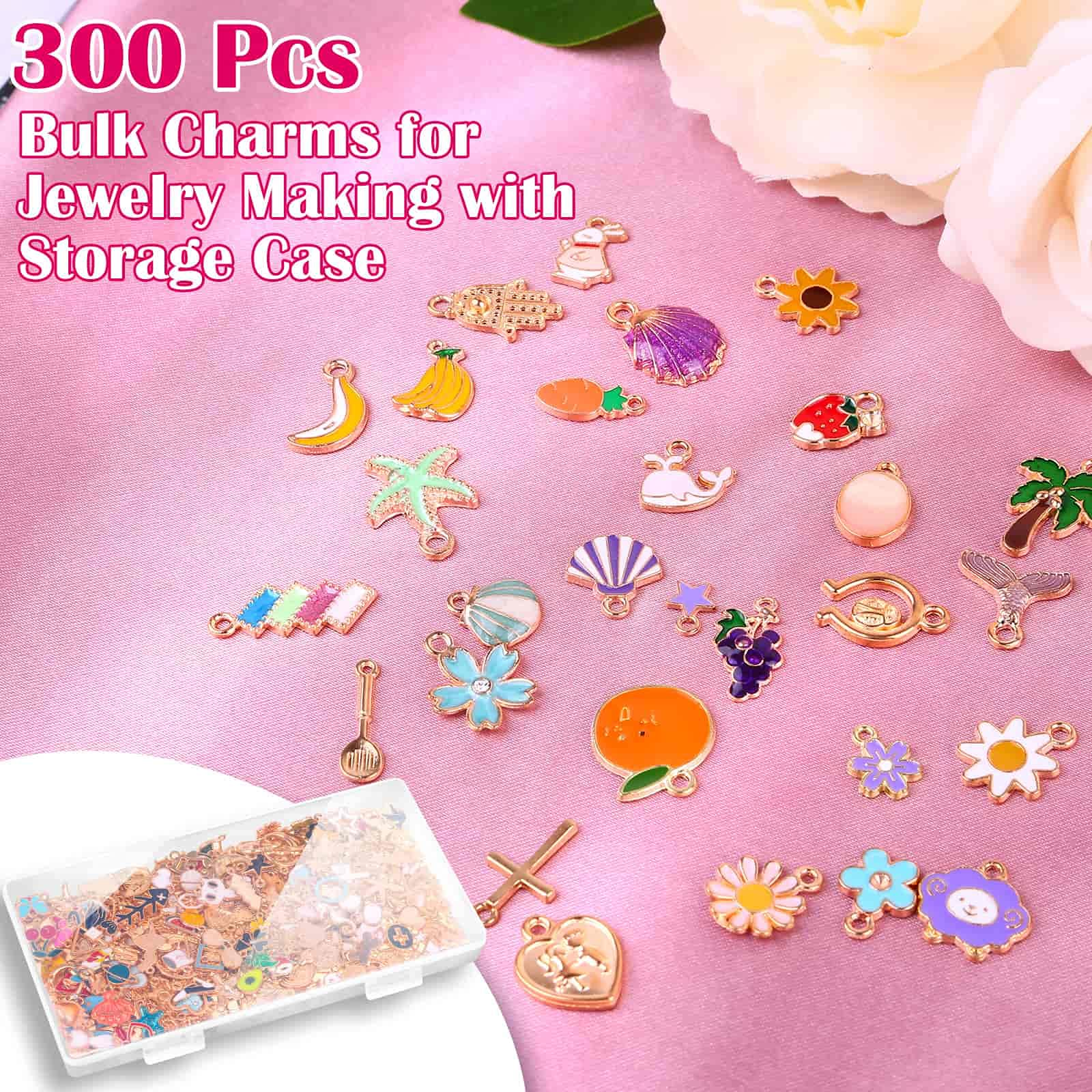Acejoz 300Pcs Gold-Plated Enamel Charms for Jewelry Making - Wholesale Bulk Assorted Earring Charms for DIY Necklace Bracelet and Crafting (Multicolor)