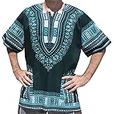 RaanPahMuang Brand Unisex Bright African Classic Dashiki Cotton Men Women Shirt