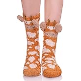 LANLEO Fuzzy Socks For Women Slipper Socks Fluffy Winter Warm Soft Cozy Plush Cute Animal Sleeping Christmas Socks