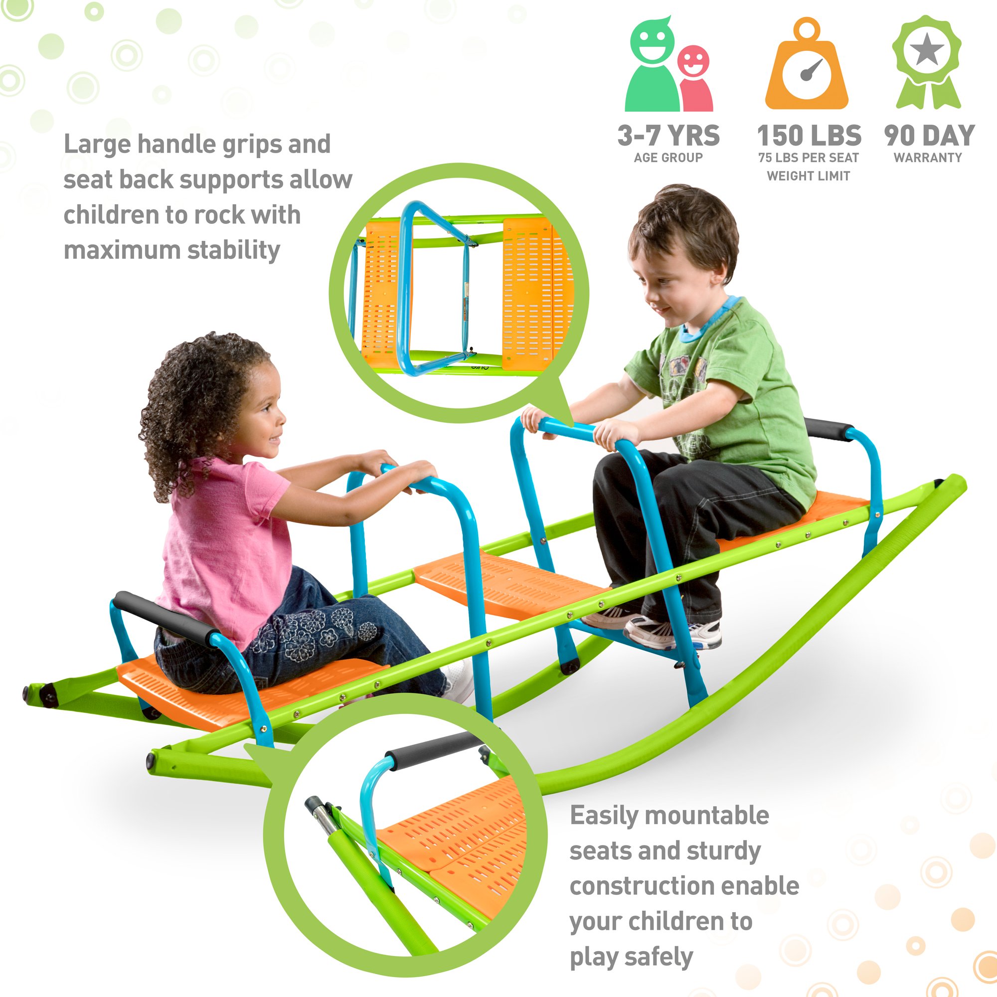 Pure Fun Rocker Kids Seesaw, Indoor or Outdoor, Ages 3 to 7, Multi