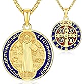 Amavive Gold-Plated St Michael/St Benedict/St Christopher/Gabriel/ Pendant for Men Women, Saint Archangel Michael Necklace Sterling Silver Stainless Steel Amulet Religious Jewellery Charms Amavive