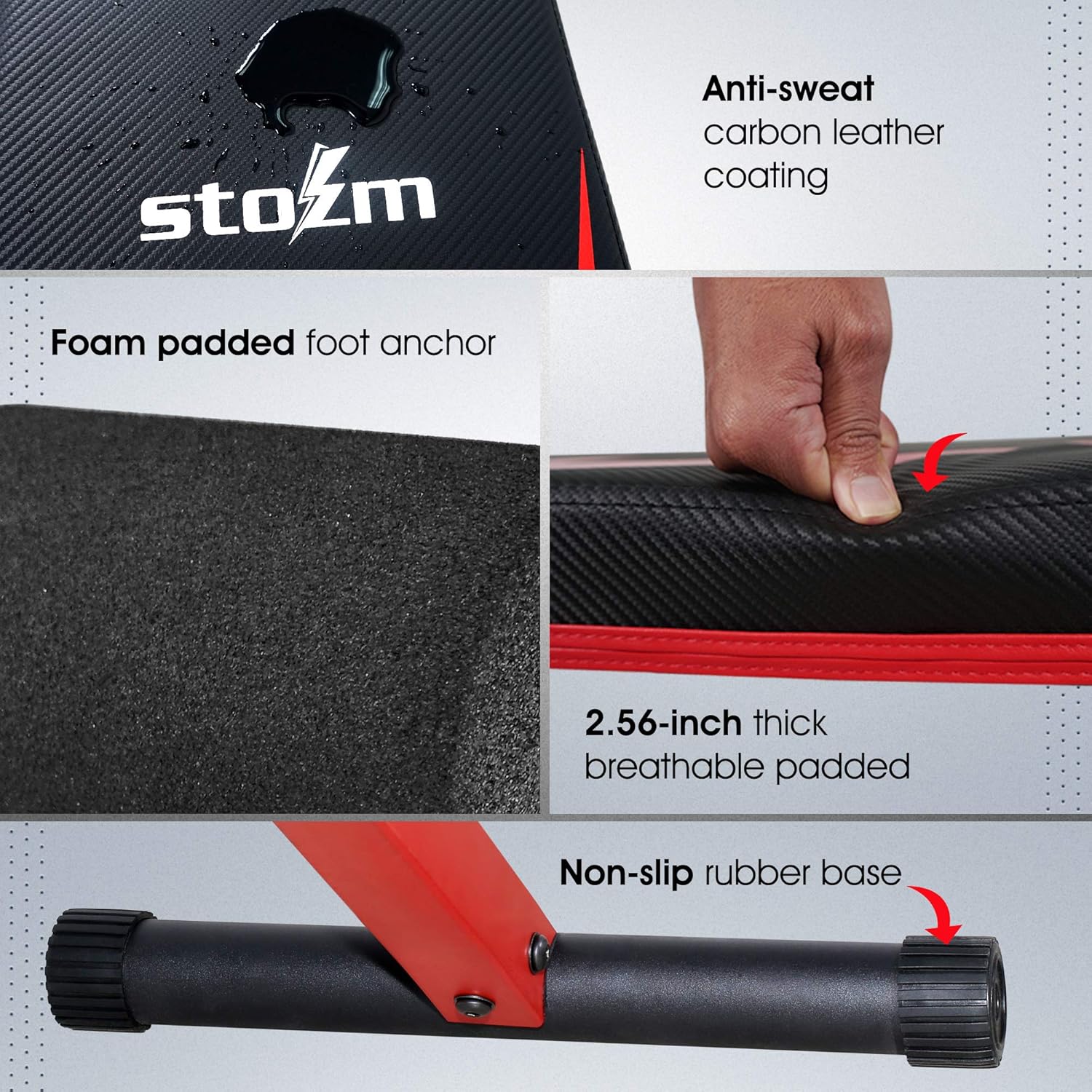 STOZM Adjustable Weight Bench / Utility Weight Bench with Foldable Design - Multi-purpose Flat/Incline/Decline Bench for Home Gym (Crimson), CVHZ: Sports & Outdoors