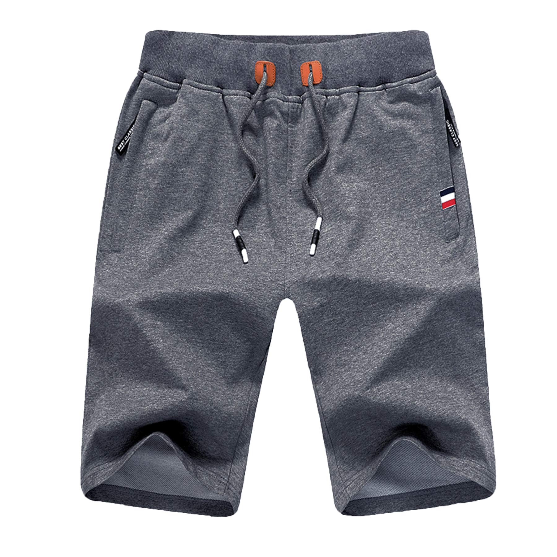 ZOXOZ Kurze Hosen Herren Shorts Sommer Jogginghose Kurz Baumwolle Gym Sweat Sport Fitness Shorts mit Reißverschluss Elastische Taille Grau S